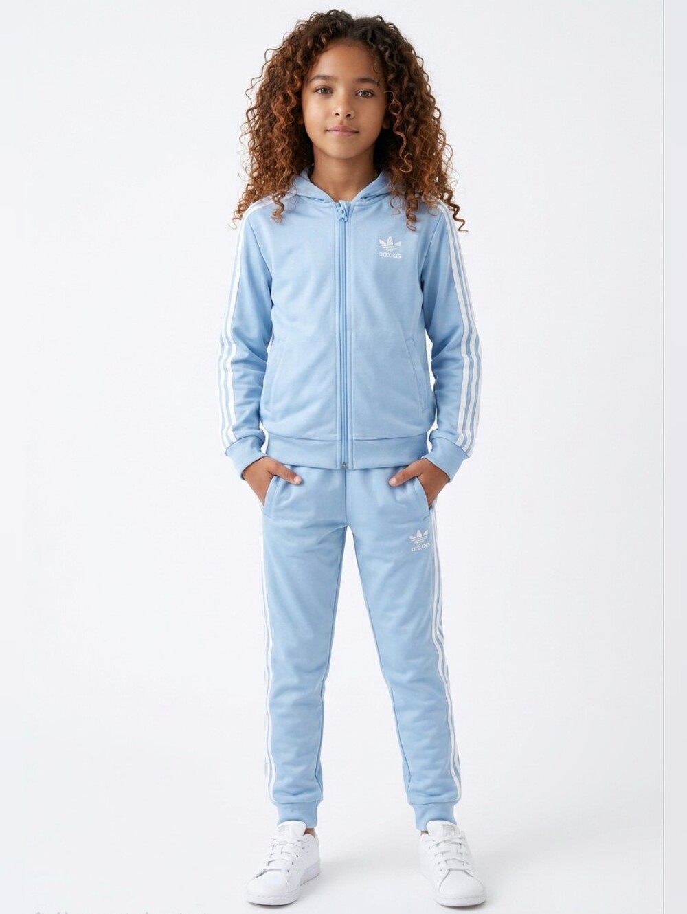 adidas Light Blue Jogger Pants with White Side Stripes